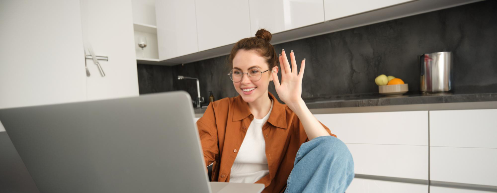 Student joining a live online QA session from home